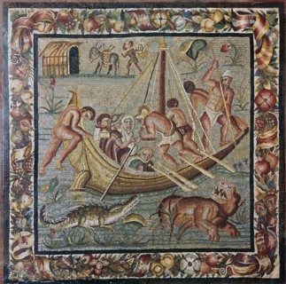 Roman wall mosaic of a ferry-boat, 1st century. Creator: Unknown.