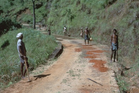 Primitive road-repairs in Sri Lanka. Artist: CM Dixon Artist: Unknown