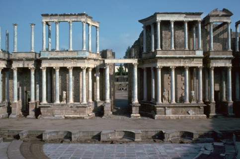The Roman theatre in Merida, Spain, 1st century BC. Artist: Unknown