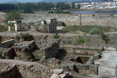 The Alcazaba and River Guardiana in Merida. Artist: Unknown