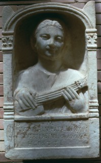 Roman relief of a girl with a lute, 1st century. Artist: Unknown