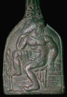 Etruscan bronze of an augur watching the flight of birds, 6th century BC. Artist: Unknown