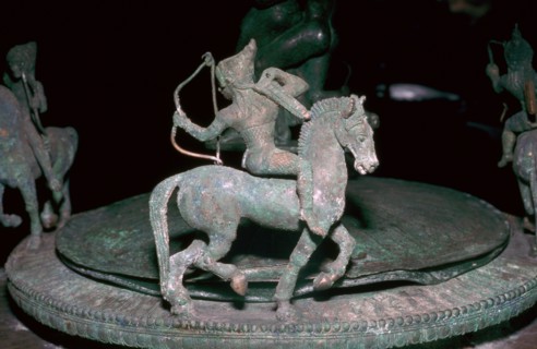Detail of an Etruscan bronze of an Amazon archer, 6th century BC. Artist: Unknown