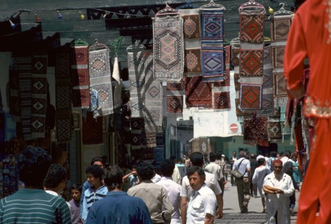 Carpets in the souk in Kairouan. Artist: Unknown
