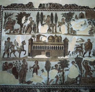 Roman mosaic of a villa, 4th century. Artist: Unknown