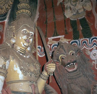 Guardian deities at the doorway of a Buddhist temple, 16th century. Artist: Unknown