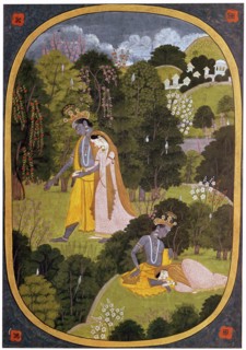 Painting of Radha and Khrishna in a grove. Artist: Unknown