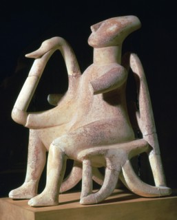 Cycladic harp-player made of marble. Artist: Unknown