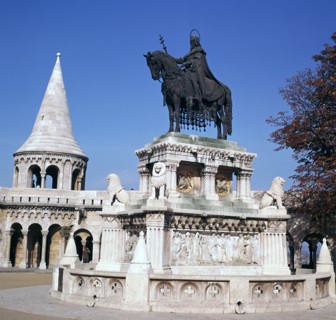 Equestrian statue of St Stephen, 19th century.  Artist: Strobylos