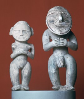 Male and female ancestor figures from Melanesia. Artist: Unknown