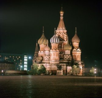 St Basil's Cathedral at night. Artist: Unknown