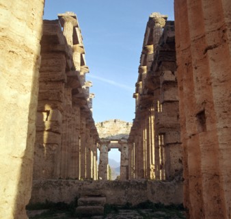 Interior of the Greek so-called temple of Neptune in Paestum, 5th century. Artist: Unknown