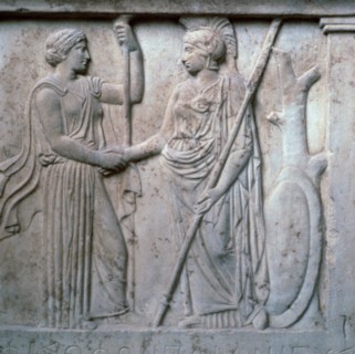 Relief of Hera and Athena clasping hands, 5th century BC. Artist: Unknown