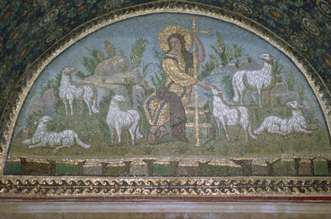 Mosaic of Christ the Good Shepherd, 5th century BC.. Artist: Unknown