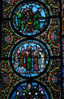 Detail of a stained glass window in St Denis, France, 12th century. Artist: Unknown