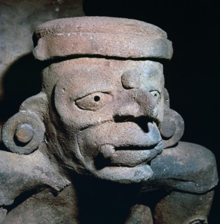 Detail of a Mayan pottery incense burner, 8th century. Artist: Unknown