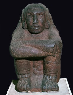 Mayan figurine of a seated god. Artist: Unknown