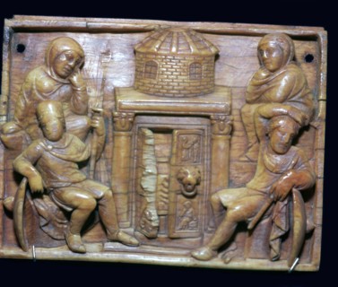 Byzantine ivory panel showing the tomb of Jesus on Easter morning, 5th century. Artist: Unknown