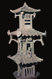 Chinese pottery model of a watch-tower, 1st century. Artist: Unknown