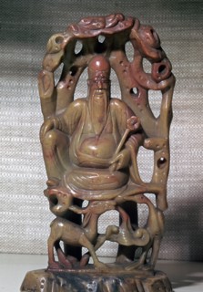 Soapstone Chinese statuette of Shou-lao, 17th century. Artist: Unknown