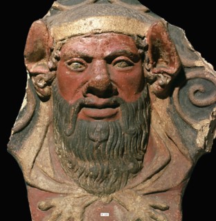 Etruscan terracotta head of a satyr. Artist: Unknown