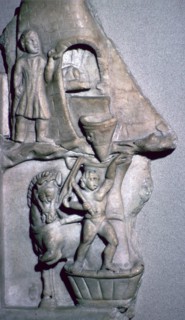 Roman marble relief of a baker's oven and corn mill. Artist: Unknown