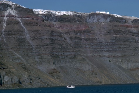 Cliffs inside the crater of the volcano on Santorini, 15th century BC. Artist: Unknown