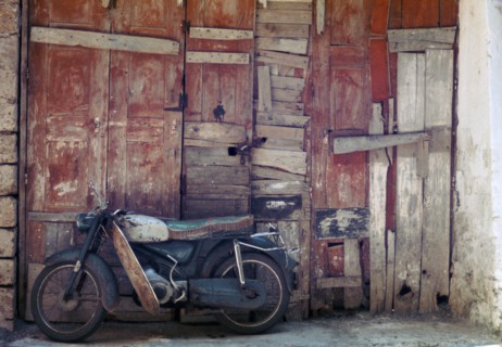 Motorcycle in the street in Khania. Artist: Unknown