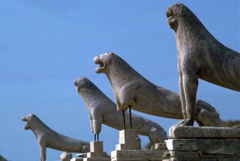 Marble lions at Delos in Greece, 7th century BC. Artist: Unknown
