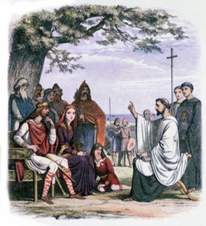 St Augustine preaching to King Ethelbert and Queen Bertha, 19th century. Artist: James William Edmund Doyle