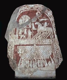 Viking runestone with a ship and the eight-legged horse Sleipnir, 8th century. Artist: Unknown