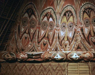 Painted gable-wall of a cult-house from New Guinea. Artist: Unknown