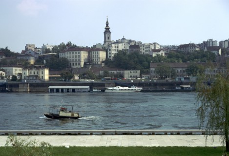 View across the river Sava to the Old Town in Belgrade, 19th century. Artist: Unknown