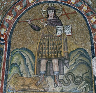 A mosaic of Christ dressed as a soldier, 6th century. Artist: Unknown