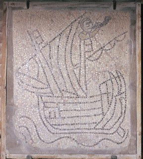 A mosaic showing a ship used in the 4th crusade, 13th century. Artist: Unknown