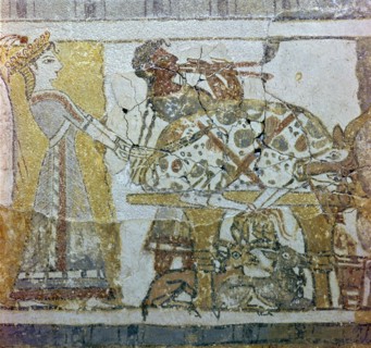 Detail of a bull sacrfice from a Cretan sarcophagus, 16th century BC. Artist: Unknown