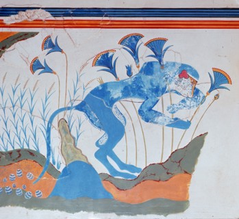 Cretan fresco of a monkey and papyrus, 16th-14th century BC. Artist: Unknown