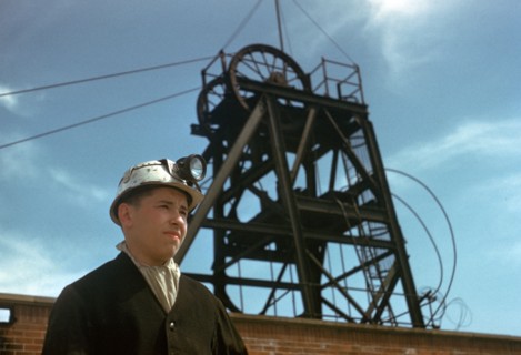 Coal miner at pit head.