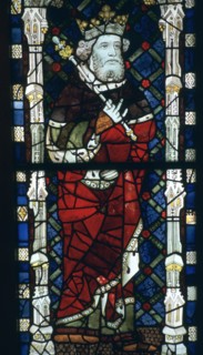 Stained glass image of King Canute, 11th century. Artist: Unknown