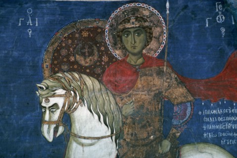 Wall painting of St George, 14th century. Artist: Unknown