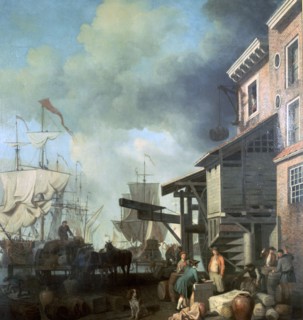 Painting of Old Custom House Quay, 18th century. Artist: Samuel Scott