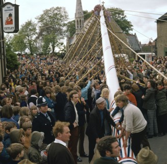 Raising the maypole. Artist: Unknown