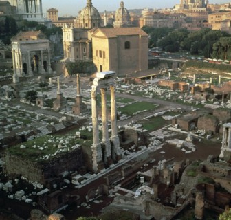 Roman forum seen from the Palatine hill, 5th century BC. Artist: Unknown