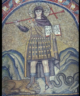 Mosaic of Christ dressed as a Roman soldier, 6th century. Artist: Unknown