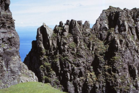Quirang Rocks, view from The Table, Isle of Skye, Scotland, 20th century.  Artist: CM Dixon.