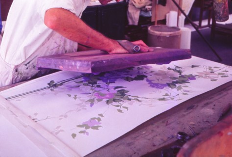 Hand-Printing of Wallpaper (Sandersons, London), 20th century. Artist: Sandersons.