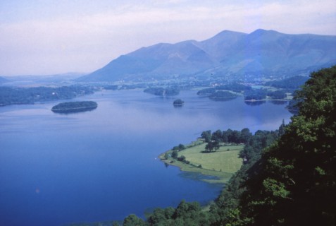 Skiddaw and Derwentwater from Lodore,  Cumbria,  England, 20th century.  Artist: CM Dixon.