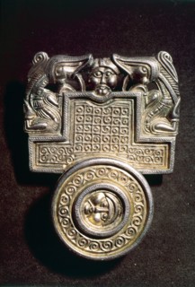 Gilt-Bronze Brooch, Germanic Iron Age, Denmark, c.500AD. Artist: Unknown.