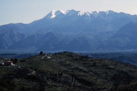 Sparta, Greece and valley of the River Eurotas, with Taiyrtos mountains beyond, c20th century. Artist: CM Dixon.
