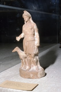 Greek Terracotta, Artemis Bendis with a small hunting dog, c350BC-c300 BC Artist: Unknown.